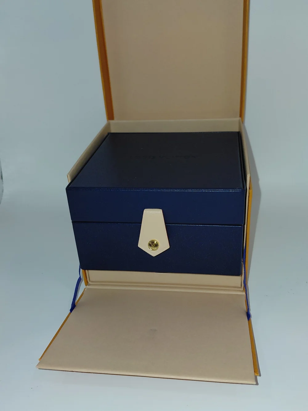Louis Vuitton Jewelry Storage Box In Signature Orange And Navy Blue GUC!